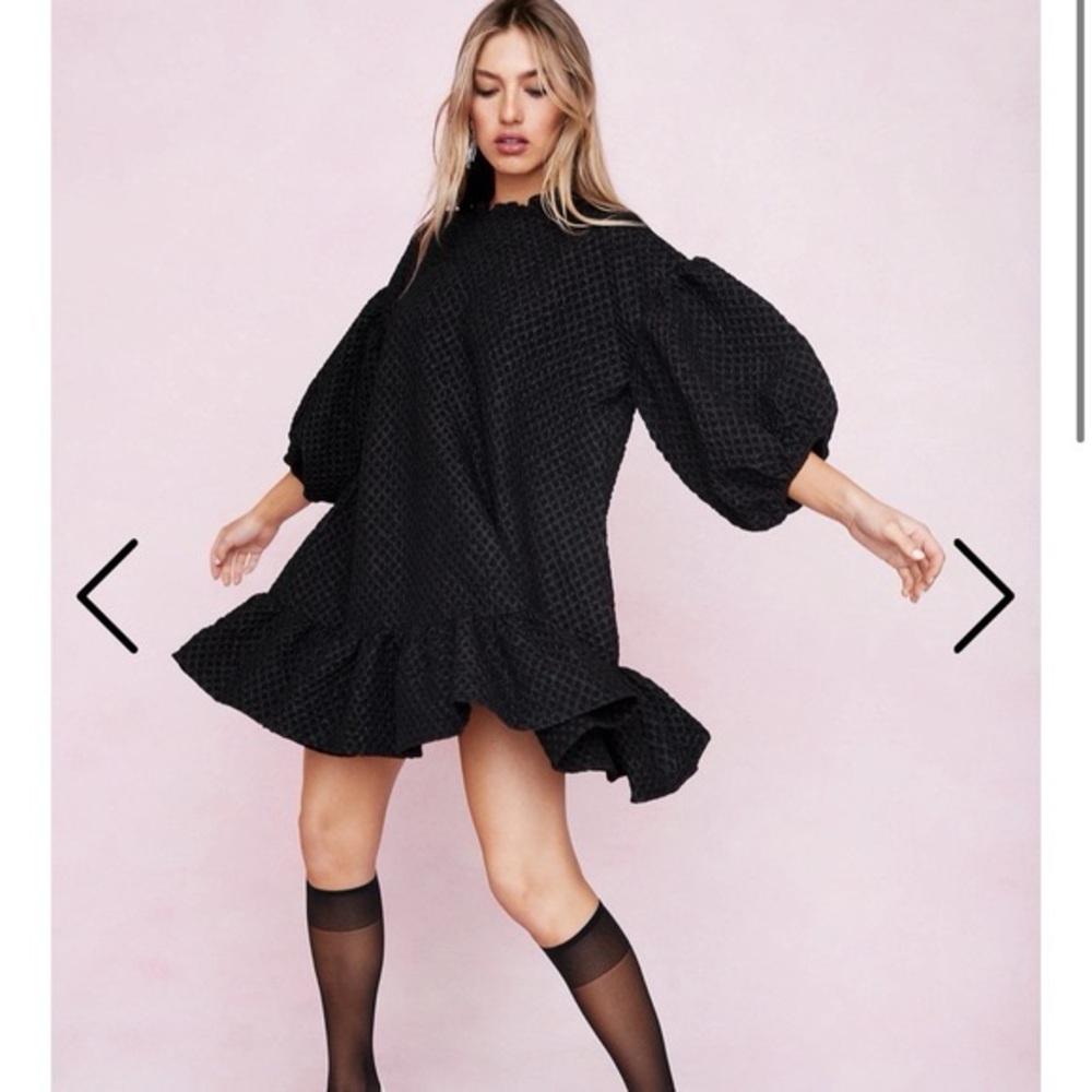 Elegant Black Puff Sleeve Dress